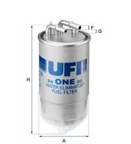 UFI 24ONE02 - FILTRO DE COMBUSTIBLE, CARTUCHO FILTRANTE, 9.5MM, 8MM