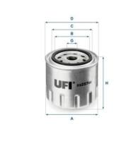 UFI 2325700 - FILTRO DE ACEITE, 3 3/4"-16 UNF, FILTRO ENROSCABLE