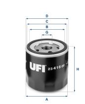 UFI 2341600 - FILTRO DE ACEITE, 3/4-16 UNF, FILTRO ENROSCABLE