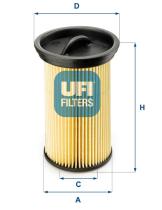 UFI 2600500 - FILTRO DE ACEITE, CARTUCHO FILTRANTE