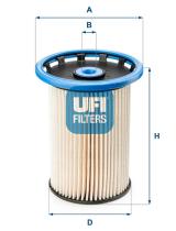 UFI 2602500 - FILTRO DE ACEITE, CARTUCHO FILTRANTE