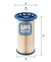 UFI 2603800 - FILTRO DE ACEITE, CARTUCHO FILTRANTE